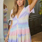 DAVI & DANI Lilac Ombre V-Neckline short Puff Sleeve High-low Maxi Dress