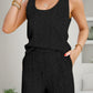 Textured Round Neck Top and Wide Leg Pants Set