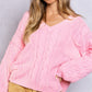 POL Dreamy Backless V-Neck Sweater with Chain Detail
