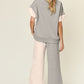 DOUBLE TAKE Full Size Texture Contrast T-Shirt and Wide Leg Pants Set