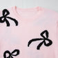 SYNZ Blush Pink Winter Sweater with Bow Pattern Bow