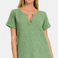 ZENANA Waffle Notched Short Sleeve T-Shirt