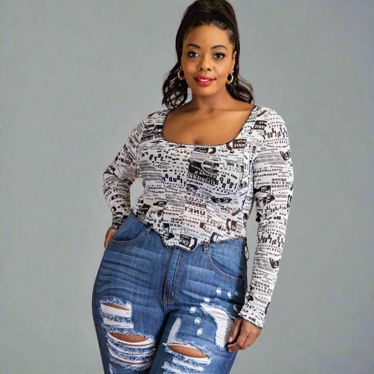 Women's "READ ALL ABOUT IT" Plus-size Scoop Neck Top