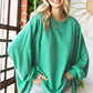 First Love Exposed Seam Round Neck Dropped Shoulder Blouse