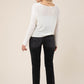 LILOU Ivory Variegated Rib V neck Sweater