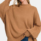 ZENANA Camel Side Sit Oversize Pullover Sweater