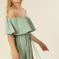 LILOU Sage Swiss dot Off-shoulder Dress