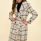 COALITION LA Double-Breasted Plaid Coat with Belt