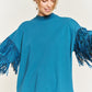JADE by JANE Silver Studded Fringe Sleeve Sweater Top - JJT5009