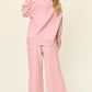 DOUBLE TAKE Full Size Texture Long Sleeve Top and Pants Lounge Set