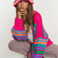 DAVI & DANI Chunky Knit Multi-Striped Open Sweater Cardigan