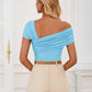 Asymmetrical Neck Short Sleeve T-Shirt
