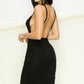 HYFVE Backless Cami Cowl Neck Split Mini Party Dress