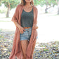 LETO Woven Long Line Tribal Kimono