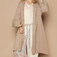 POL Women's Khaki Flower Lace Trim Open Front Boho Longline Cardigan