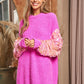 DAVI & DANI Sequin Sleeve Sweater Knit Tunic Top