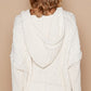 POL Cream Rib Weave Sleeves Hooded Cable Knit Sweater