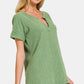 ZENANA Waffle Notched Short Sleeve T-Shirt