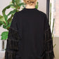 JADE by JANE Silver Studded Fringe Sleeve Sweater Top - JJT5009