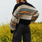 DAVI & DANI Chunky Knit Multi-Striped Open Sweater Cardigan