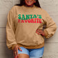 SIMPLY LOVE Full Size "SANTA'S FAVORITE" Round Neck Sweatshirt