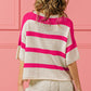 BiBi Contrast Striped Round Neck Knit Top