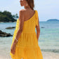 Yellow Tied Single Shoulder Mini Dress