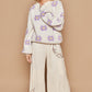 POL Cream Daisy Pattern Drop Shoulder Sweater