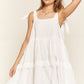 JADE by JANE Square Collar Tied Straps Ruffle Dress