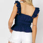 DAVI & DANI Solid Square Neck Ruffle Top