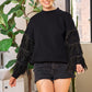 JADE by JANE Silver Studded Fringe Sleeve Sweater Top - JJT5009