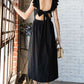 LINEN RUFFLE MID DRESS