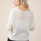 LILOU Ivory Variegated Rib V neck Sweater