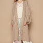POL Women's Khaki Flower Lace Trim Open Front Boho Longline Cardigan