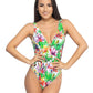 BEACH JOY Tropical Print V-neckline One piece Swimsuit