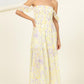 Pastel Florals Smocked Midi Dress