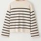 SYNZ Striped Button Up Round Neck Cardigan Sweater