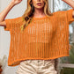 BiBi Hollowed Out Short Sleeve Knit Cover Up Top