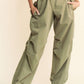 Davi & Dani Women's Olive Green Drawstring Baggy Pants with Pockets