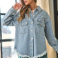 ANNVA USA Button Down Denim Jacket with Pearl Detail