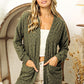 BiBi Olive Checkered Long Sleeve Open Front Cardigan