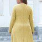 Plus Size Ribbed Buttoned V-Neck Long Sleeve Dress