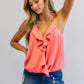 DAVI & DANI Solid V-Neck Sleeveless Ruffle Tank Top