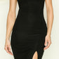 HYFVE Backless Cami Cowl Neck Split Mini Party Dress