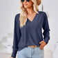 V-Neck Long Sleeve Blouse