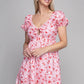 NUVI APPAREL Printed Tie Front Puff Sleeve Dress