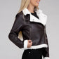 AMBIANCE APPAREL Trimmed  PU Jacket with Inside Plush