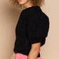 POL Chic Puff Sleeve Cable Knit Pullover Sweater