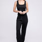 NUVI APPAREL 3 Pieces Solid Black Tank Top & Pants & Cardigan Set