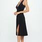 RENEE C Ruched Waist Sleeveless Slit Dress